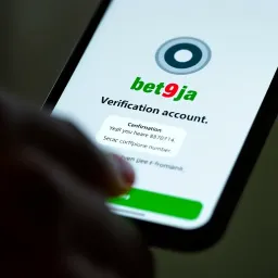 Secure verification confirmation on mobile device with Bet9ja branding