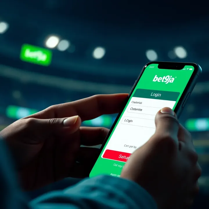 User entering login credentials on Bet9ja platform on a mobile device