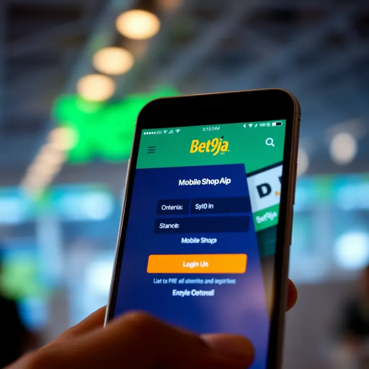 Mobile device displaying the Bet9ja mobile shop login screen with a clear interface for easy access