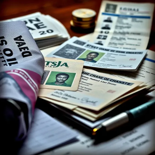Documentation with Nigerian identification cards and legal papers required for name change on Bet9ja