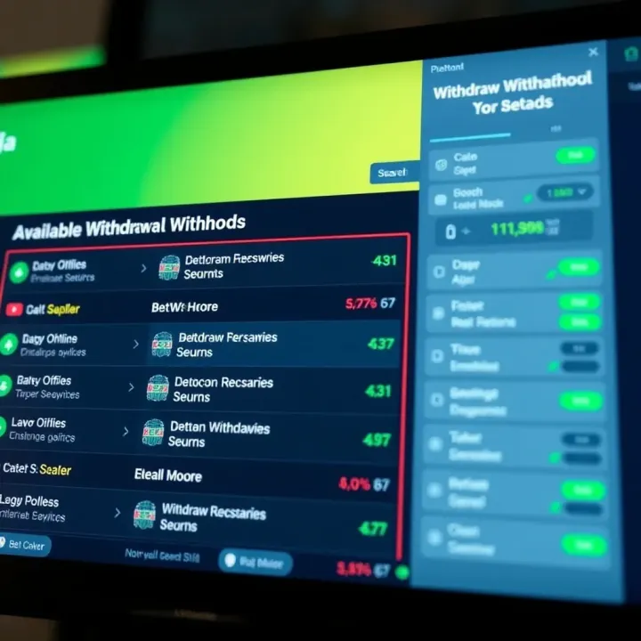 User interface showing multiple withdrawal options on Bet9ja platform