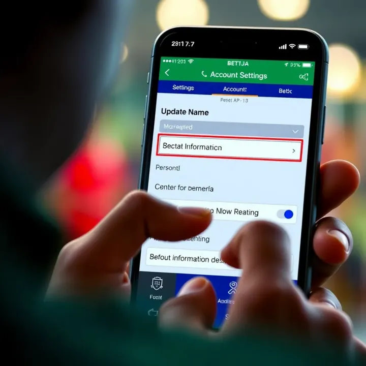 A user accessing Bet9ja account settings on a mobile device to update personal information