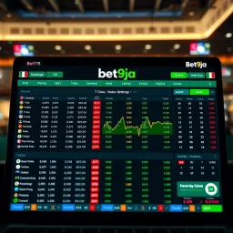 Digital interface displaying sports betting odds and online gaming statistics