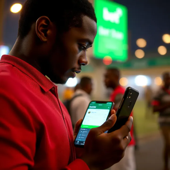 User registering on Bet9ja platform using a smartphone