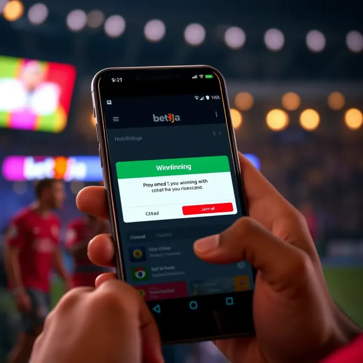 Notification on mobile device indicating a winning Bet9ja bet
