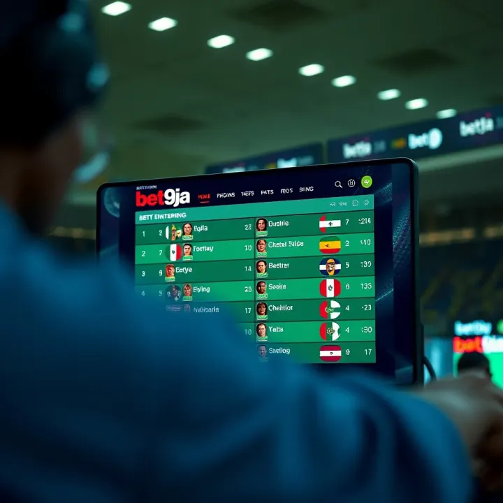 User interface of a popular Nigerian sports betting platform showing football betting options on screen